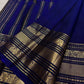 Royal Blue Kanchipuram Saree — Varisaipet border with gold zari peacock motifs and alternating bands