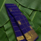 Royal blue handwoven Kanjivaram pure silk Kanchipuram saree with zari kattam and gandaberunda butta — Idam Living