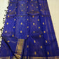 Close-up of kamalam butta in gold zari on royal blue Kanjipuram silk saree — Idam Living