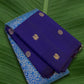Royal blue Kanjivaram saree with sky azure floral jaal pallu – full length view