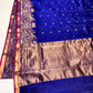 Royal Blue Handwoven Katan Silk Chanderi Saree with Ornate Gold Bird Motif Pallu