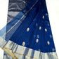 Royal-blue Katan Silk Chanderi saree by Idam Living