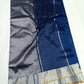 Silver-grey metallic woven pallu on royal-blue Chanderi
