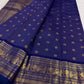 Royal blue Kanjipuram silk saree, full drape