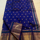 Royal Blue Handwoven Pure Silk Kanchipuram Saree with Mayil Chakram Butta Motifs