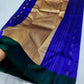 Royal blue Pattu Silk Chanderi saree folded, full view