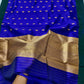 Handwoven royal blue Chanderi saree, full drape
