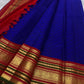 Royal-blue pure silk Kanchi Pattu Korvai saree, full drape — Idam Living
