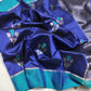 Royal blue Pure Silk Chanderi saree with turquoise border