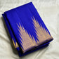 Self royal blue border with ettukol antique copper zari on handwoven Kanchipuram saree — Idam Living