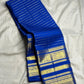 Royal blue pure silk Kanjivaram Vairaoosi saree, front drape view