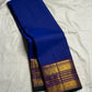 Royal blue pure silk Kanchi Pattu Varisaipet saree, front drape view