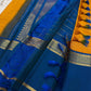 Pure Silk Kanchipuram Rettapet saree with exceptionally broad Royal Blue contrast border