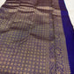 Royal blue pure silk Kanchipuram saree with gold zari floral jaal – body weave detail