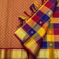 Handwoven Paalum Pazhamum Kanchipuram saree with Royal Blue Deep Purple and antique-gold zari details.