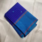 Fine turquoise checks and circular thread buttas, royal-blue Kanjipuram saree