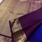 Blue pure silk Butta saree with Vadamalli Purple antique-gold Mayil border.