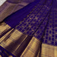 Thick Varisaipet gold zari border on royal blue Kancheepuram saree