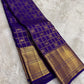 Gandaberunda Butta detail in gold zari on royal blue Kancheepuram body