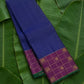 Royal blue handwoven Kanchipuram pure silk saree with zari kattam body and magenta vanasringaram border — Idam Living
