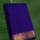 Royal indigo blue and magenta Korvai Kanchipuram silk saree – front drape view