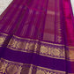 Royal indigo pure silk body weave with gold zari floral butta, Kancheepuram saree