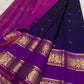 Royal indigo pallu with orchid purple zari border, Kancheepuram Rettapet saree