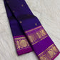 Royal Indigo Kancheepuram Rettapet saree folded view