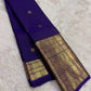 Handwoven Kanjeevaram saree featuring sapphire blue body with traditional heritage Yazhi butta motifs