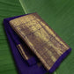 Pure Kanchipuram Butta silk saree in royal indigo blue with Yazhi buttas and antique gold zari border