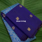 Royal ink blue Vanasringaram Kanchipuram silk saree with sky azure floral jaal pallu – front view