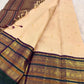 Close-up of royal ivory pure mulberry silk body with gold zari buttas, KanchiPattu Varisaipet saree
