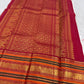 Full drape of Royal Ivory Kanchipuram Varisaipet saree with pillar box red border