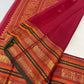 Royal Ivory Handwoven Pure Silk Kanchipuram Varisaipet Saree with Pillar Box Red Border — Idam Living
