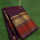 Royal Jamun Purple Kanchipuram silk saree with burnt vermilion yazhi motif border and antique gold zari