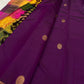 Royal Orchid Purple Kanchipuram silk saree, gold zari butta motif close-up — Idam Living