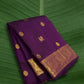 Pure Kanchipuram silk saree in royal orchid purple with antique gold Annapakshi zari border