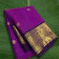 Royal orchid purple and deep violet handwoven Kanjivaram silk saree with korvai small butta border – Idam Living