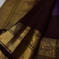 Royal orchid purple Korvai Kanchipuram saree, draped front view