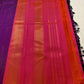 Royal purple KanchiPattu saree contrast selvedge border in rust orange and deep red