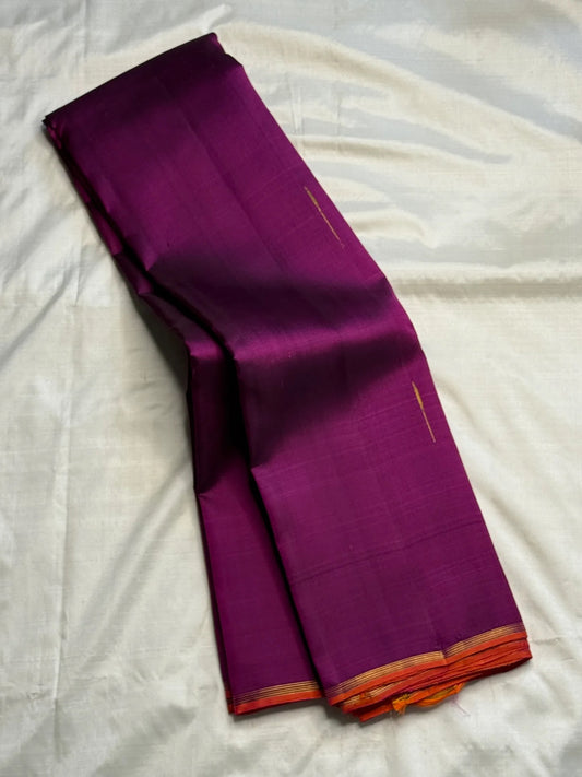 Royal purple KanchiPattu saree folded full view — Idam Living