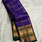 Royal Purple pure silk Kanchipuram saree — emerald zari kattam