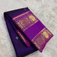 Handwoven royal purple Kanchipuram silk saree body close-up