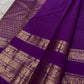 Royal Purple Kanchi Pattu silk saree, body weave texture close-up — Idam Living