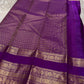 Royal Purple Kanchi Pattu silk saree draped, full length view — Idam Living