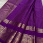 Royal Purple Kanchi Pattu silk saree — full front view, varisaipet weave — Idam Living