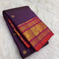 Royal Purple Pure Silk Kanchipuram Zari Kattam Saree - front view