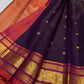 Royal Purple Pure Silk Kanchipuram Zari Kattam Saree - full saree view
