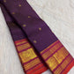 Royal Purple Pure Silk Kanchipuram Zari Kattam Saree - zari grid close-up