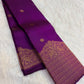 Pallu detail with Gaja-Yali motifs on Royal Purple Kanjipuram silk saree